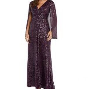 Stunning Plum Sequin Evening Gown - Size 12